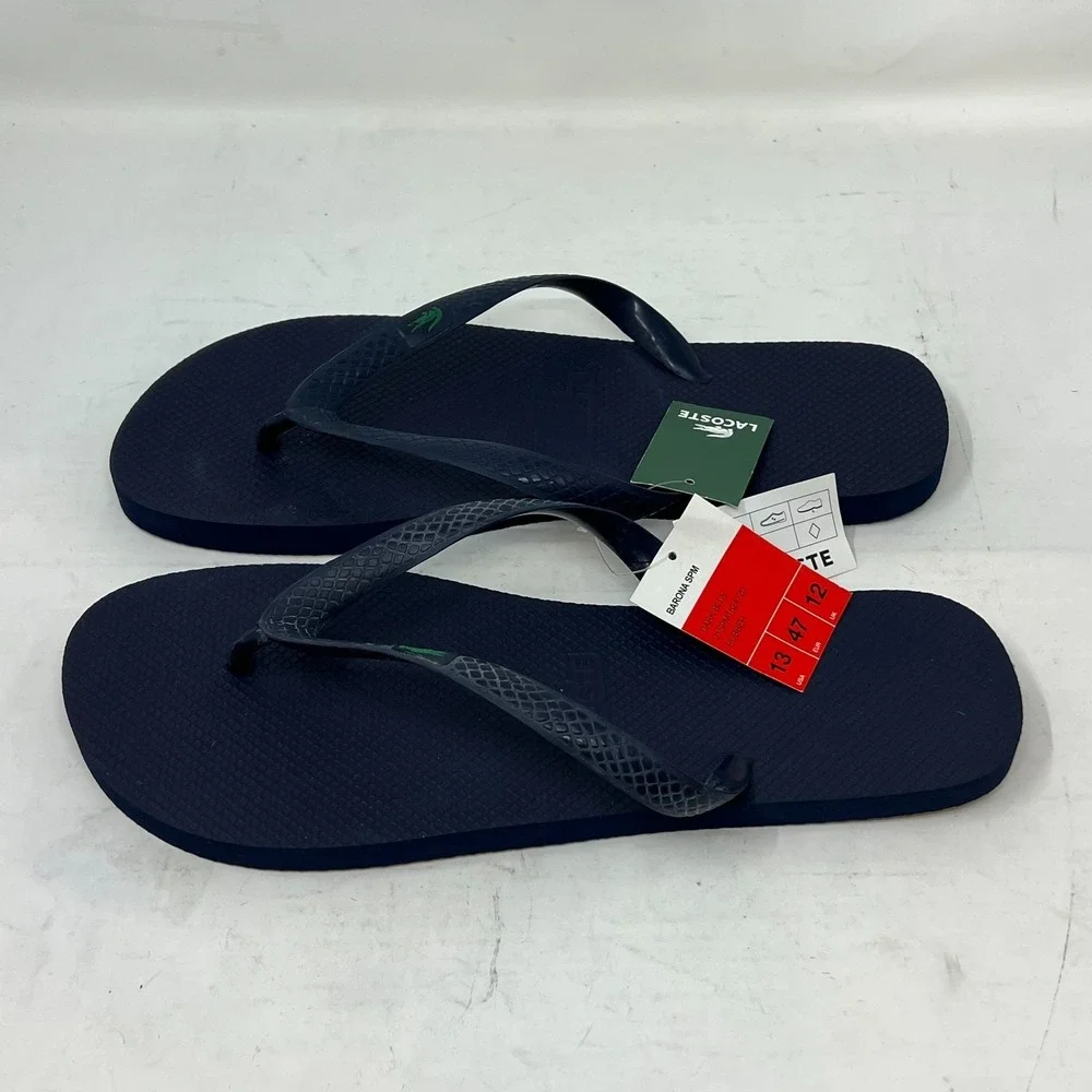 Lacoste Flip‎ Flop Beach Sandals Black with Logo Men's US Size 13 VTG NWT